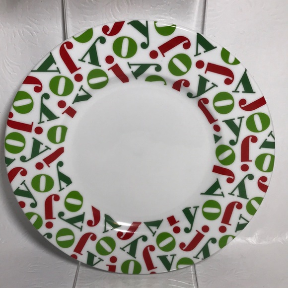 Crate & Barrel Brand Holiday 8” JOY Plate Salad or Dessert Plate - Picture 1 of 4